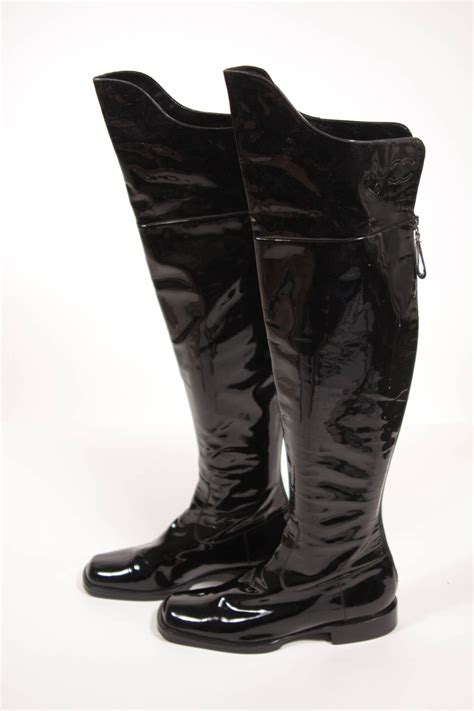 chanel patent leather boots|Chanel patent leather pirate boots.